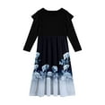 thumbnail image 4 of Abcomgle Girls Long Dresses 10-12 Casual Patchwork Ruffle Long Sleeve Girls Long Dresses Vintage Floral Print Crew Neck Sundresses Tiered Holiday Dresses with Pockets,9-10 Years Blue, 4 of 5