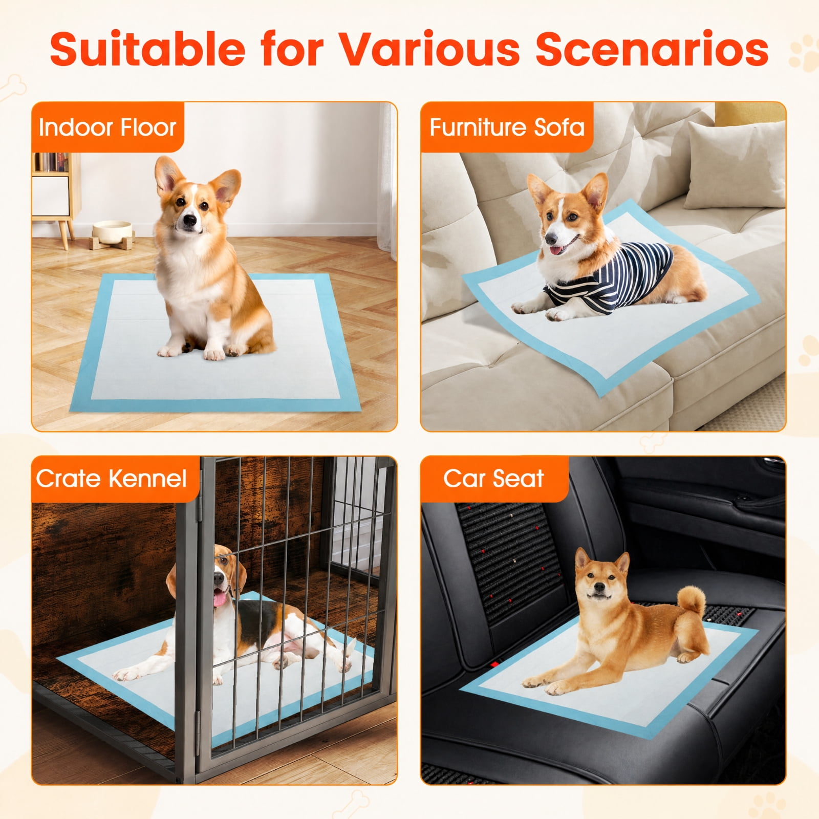 SUGIFT 30 x 30 Inch Pet Training Pads 150 Count Super Absorbent Puppy Pee Pads Leak Proof Disposable Dog Potty Pads for Indoor House Training, White