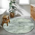 thumbnail image 4 of Vintage Green Round Area Rug 4 FT, Non Slip Indoor Outdoor Rug, Modern Abstract Art Oil Painting Washable Soft Circular Carpet Non-Shedding Floor Mat for Coffee Table Nursery Foyer Balcony, 4 of 9