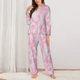 thumbnail image 2 of Pajama Sets for Women 2 Pcs, pink Cactus Pattern Button Down Long Sleeve Sleepwear Lounge PJ Sets, 2 of 6