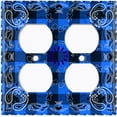 thumbnail image 3 of Metal Light Switch Plate Cover Blue Square Plaid Paisley Bandana Tile Pattern TIL079, 3 of 13