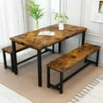 thumbnail image 3 of Lamerge Kitchen Table Set with 2 Benches 4 Person Dining Room Table Set for Home Kitchen, Dining Room, Restaurant, Space Saving, Rustic Brown, 43.3''L x23.6''W x28.5''H, 3 of 6