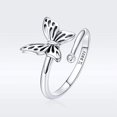 thumbnail image 4 of 925 Sterling Silver Dainty Butterfly Expandable Open Cuff Rings Adjustable Anima, 4 of 5
