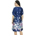thumbnail image 4 of Bimba Womens Navy Blue Short Kimono Printed Satin Floral Bridesmaid Kaftan-4, 4 of 7