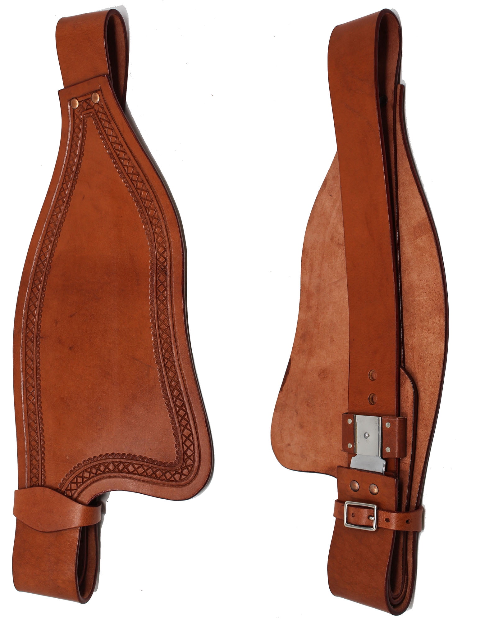 Horse Western Adult Tooled Leather Replacement Saddle Fender Pair