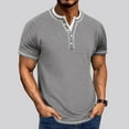 thumbnail image 2 of Save 65% Instantly!Suumer Plus Size Shirts for Mens Fshion Solid Color Buttons Outdoors Breathable Short Sleeve Round Neck Collar Blouse, 2 of 6