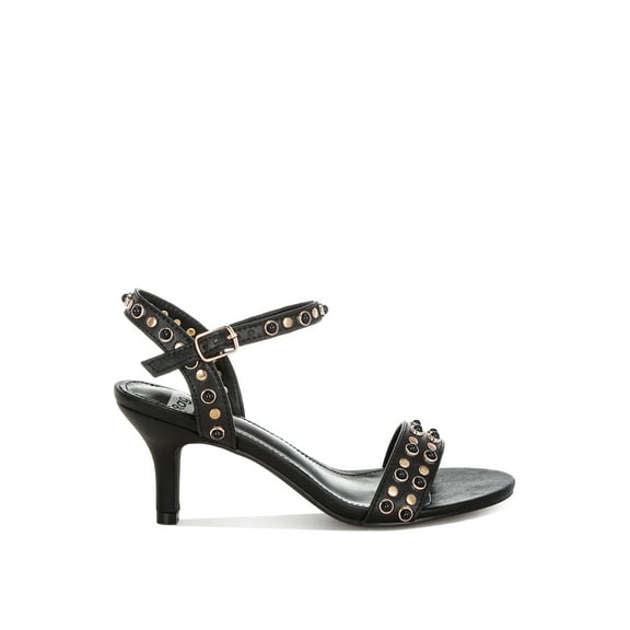 Nidara Studded Real Leather Kitten Heel Sandals