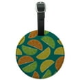 thumbnail image 1 of Citrus Lemon Lime Orange Slices Pattern Round Leather Luggage Card Suitcase Carry-On ID Tag, 1 of 7