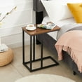 thumbnail image 3 of VECELO C-Shaped End Table, Side Table for Sofa, Couch Table with Metal Frame, Small TV Tray Table for Living Room, Bedroom, Brown, 3 of 6