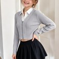 thumbnail image 6 of TGSLY Ribbed Knit Cropped Cardigan for Girls Soft V Neck Zip Up Long Sleeve Sweater Causal Solid Color Fall Winter Outerwear with Thumbholes 13-14 Years, 6 of 8
