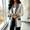 Beige, variant on Women's Patchwork Jacket with Denim Contrast Trim and Ribbed Knit Body, Single-Button Casual Layering Outerwear for Teen Girls and Everyday Cool Weather Style