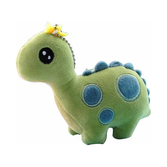 4 Inch Crown Dinosaur Plush Toy, Soft Stuffed Animal with Colorful Horn, Cute Cartoon Dinosaur Doll Pendant for Kids Birthday Gift Home Decor