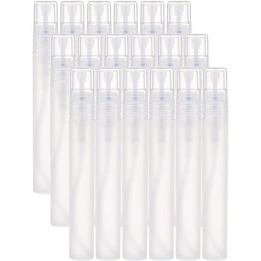 24 Pack 10ml Mini Travel Mist Spray Bottles White Refillable Atomizer Plastic Bottle with Pump Head Cap for Travel Lotion Perfume