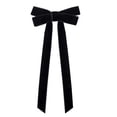thumbnail image 2 of 10 Pcs Black Velvet Christmas Tree Ribbon Bows Pre Tied Long Tail Fabric Bow Hanging Ornaments Set for Holiday Wreath Decor 12.4x1 in, 2 of 6