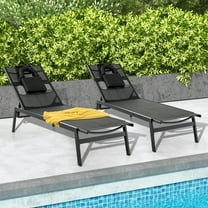 Gymax 2 Pieces Patio Sunbathing Lounge Chair w/ Face Hole & Detachable Head Pillows Poolside