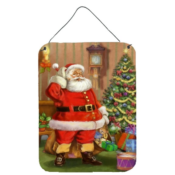 Carolines Treasures APH4691DS1216 Christmas Santa by the Tree Wall or Door Hanging Prints 12x16 multicolor