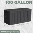 thumbnail image 4 of Decksplore 100 Gallon Outdoor Deck Box, Waterproof Woodgrain Resin Patio Storage Bench with Lockable Lid for Backyard, Poolside & Garden, Black, 4 of 9