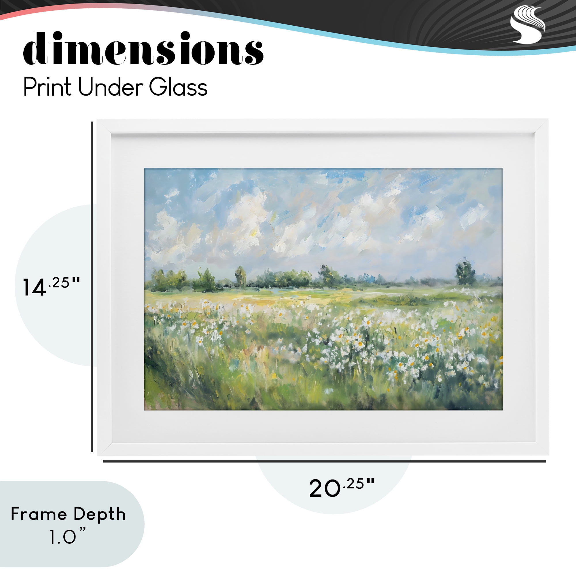 Stupell Industries Daisy Field Landscape Impression White Framed Print Under Glass, design by Creative Studio