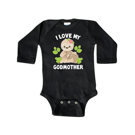 

Inktastic Cute Sloth I Love My Godmother with Green Leaves Gift Baby Boy or Baby Girl Long Sleeve Bodysuit