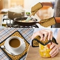 thumbnail image 4 of Yellow Black Dot Sunflower Pattern Kitchen Oven Mitt and Pot Holder Sets 2 Pcs for Baking, Cooking and Grilling, Heat Resistant Up To 392 °F, 4 of 7