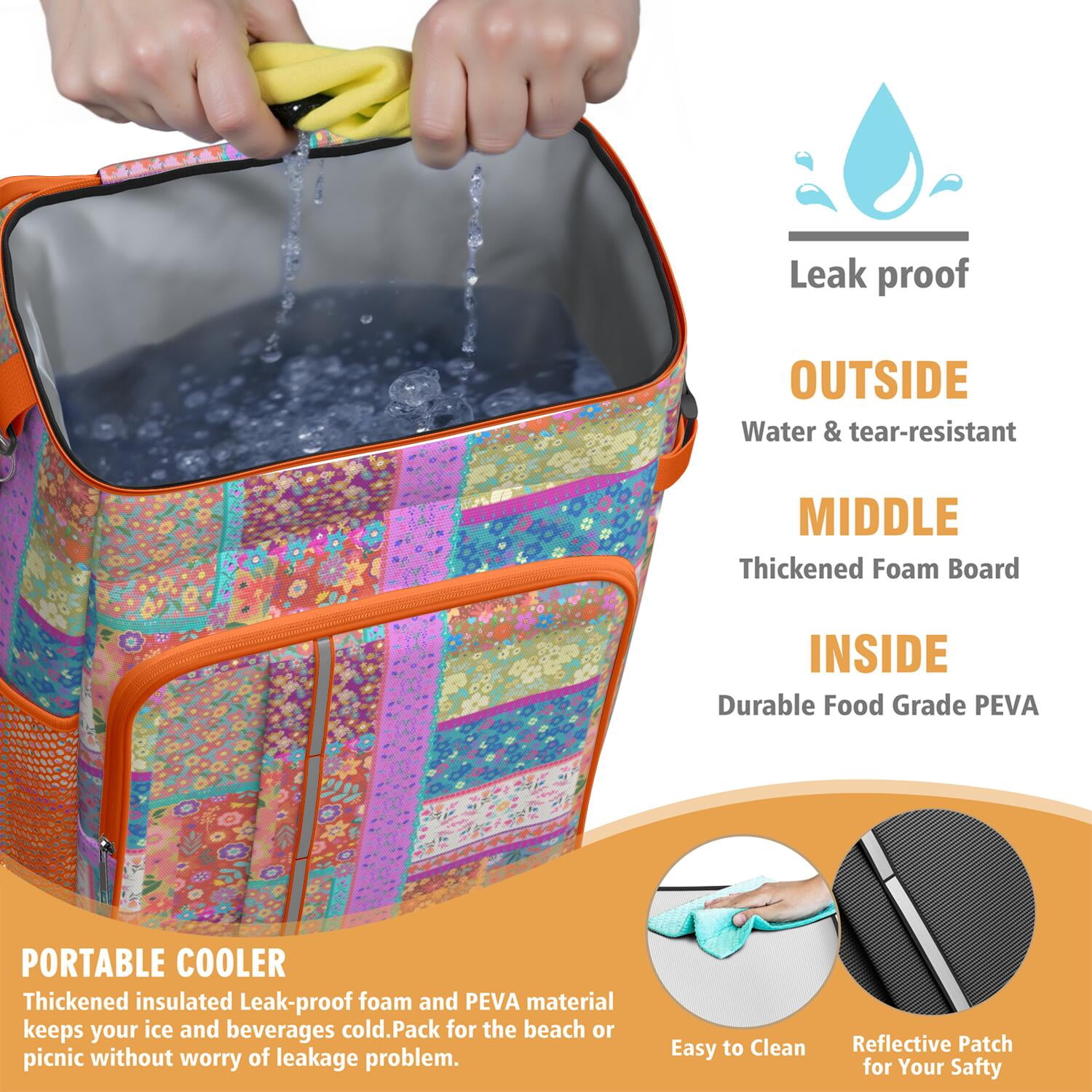 Travel Cooler Bag - Boho Bohemia Flower Camping Beer Cooler Backpack with Bottle Opener- Waterproof Insulated Picnic Backpacks - Cooler Bag for Beach