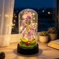 thumbnail image 6 of Handmade Crochet Flower Night Light, LED Knitted Flower Lamp Dome, Warm Glow Bedroom Desktop Decor Gift For Women Mom Girls Birthday, 5.12x2.76x2.76 Inch, 6 of 7