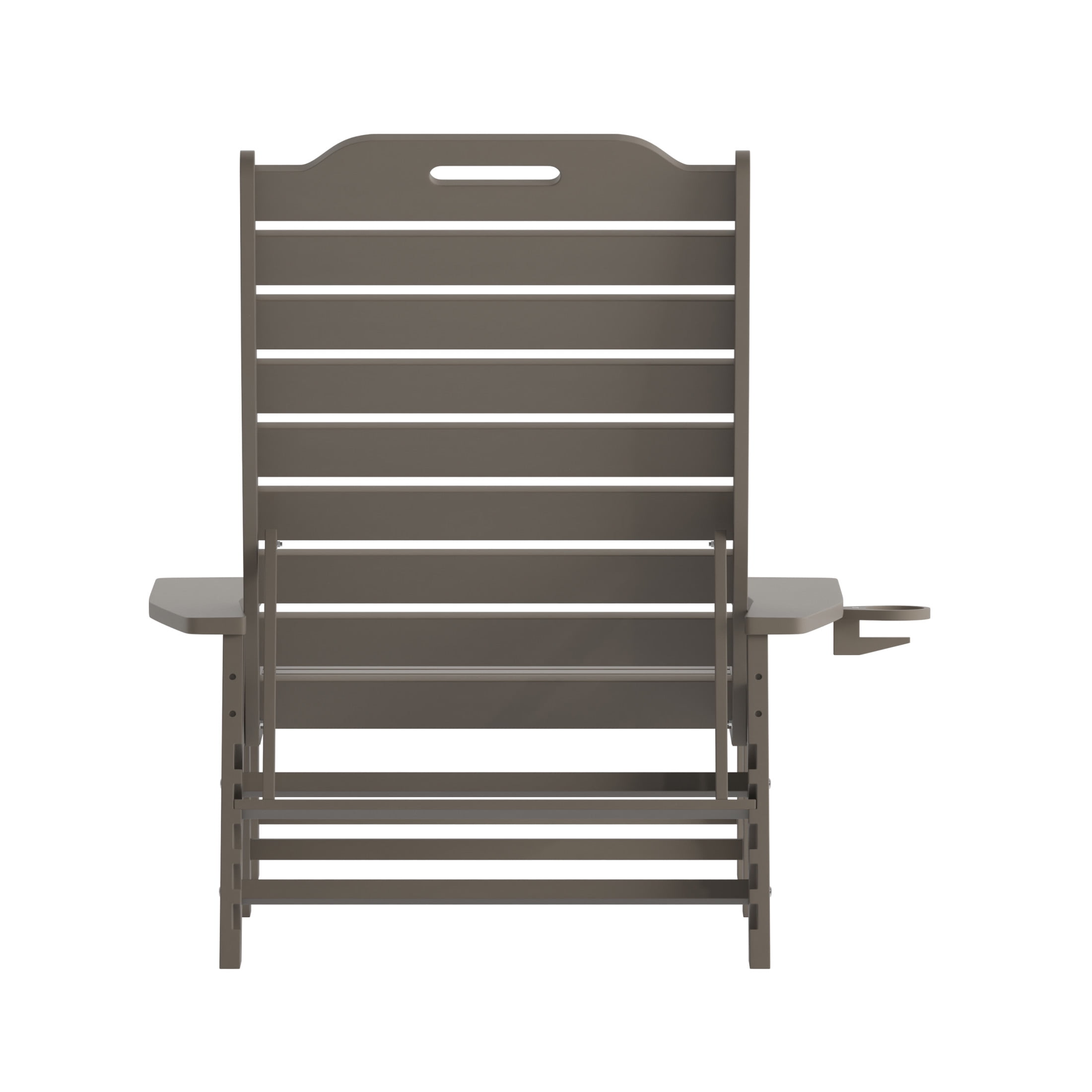 Flash Furniture Monterey Adjustable Adirondack Lounger with Cup Holder- All-Weather Indoor/Outdoor HDPE Lounge Chair in Brown