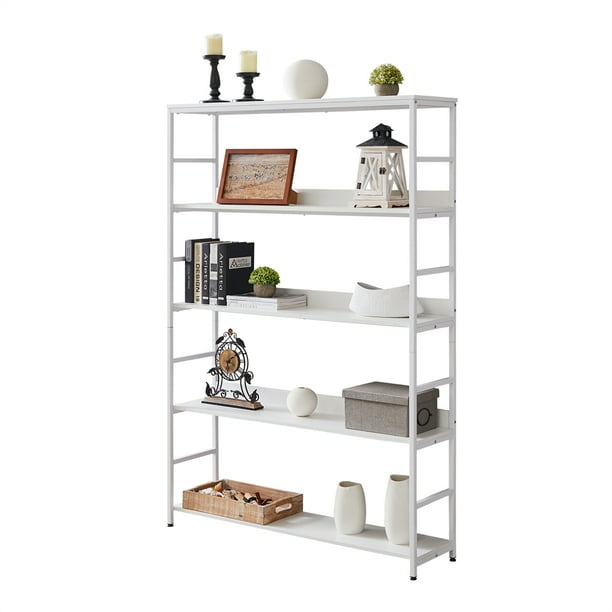 Home Office 5Tier Bookshelf with Metal Frame, Open Bookcase Storage