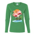 thumbnail image 2 of Wild Bobby, Flamingo Love Print, Animal Lover, Women Graphic Long Sleeve Tee, Kelly, Medium, 2 of 4