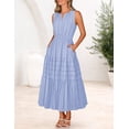 thumbnail image 6 of Merokeety Summer Dress for Women Boho V Neck Cotton Modest Long Dresses with Pockets Blue m, 6 of 8