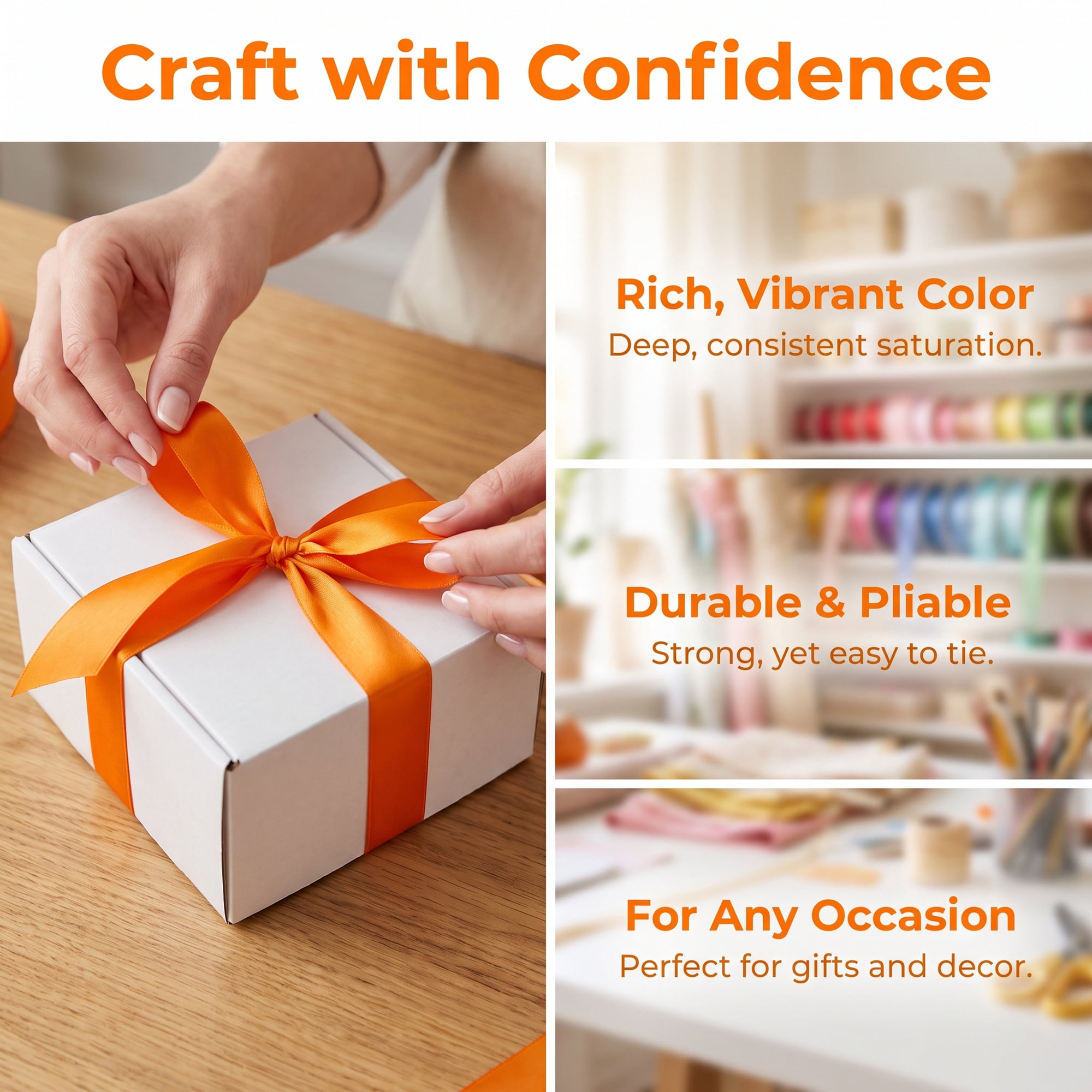 Unique Bargains Elegant Satin Ribbon for Gift Wrapping and Decoration Purposes Orange