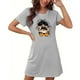 thumbnail image 5 of Camisón corto de talla grande para mujer, camisón de manga corta con estampado de pecho a la moda, camisón para mujer, 5 of 5