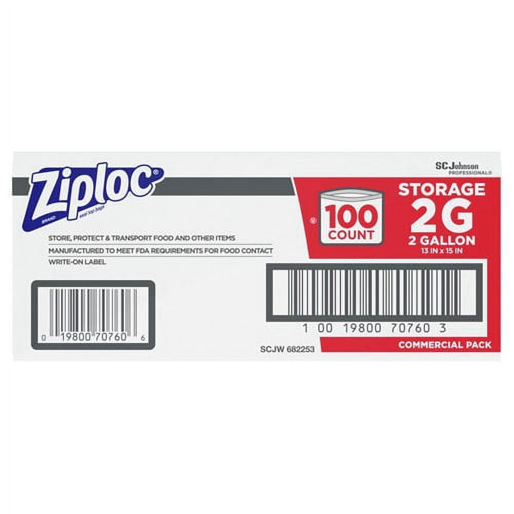 Ziploc® 682253 13 x 15 Two Gallon Storage Bag with Double Zipper and  Write-On Label - 100/Case