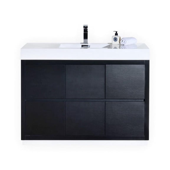 Kubebath Bliss 48" Black Free Standing Modern Bathroom Vanity