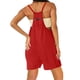 thumbnail image 2 of Gibobby Mono Bombachos Mono sin mangas para mujer, mono informal liso de verano, pantalones con peto de pierna ancha, mono con botones, mono corto con bolsillos(Rojo， M), 2 of 4
