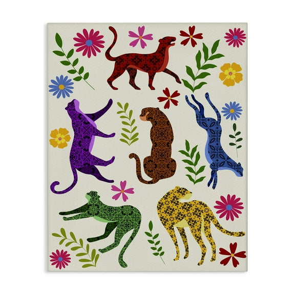 Stupell Industries Mosaic Pattern Leopards Animals & Insects Painting Gallery Wrapped Canvas Art Print Wall Art, 16 x 20