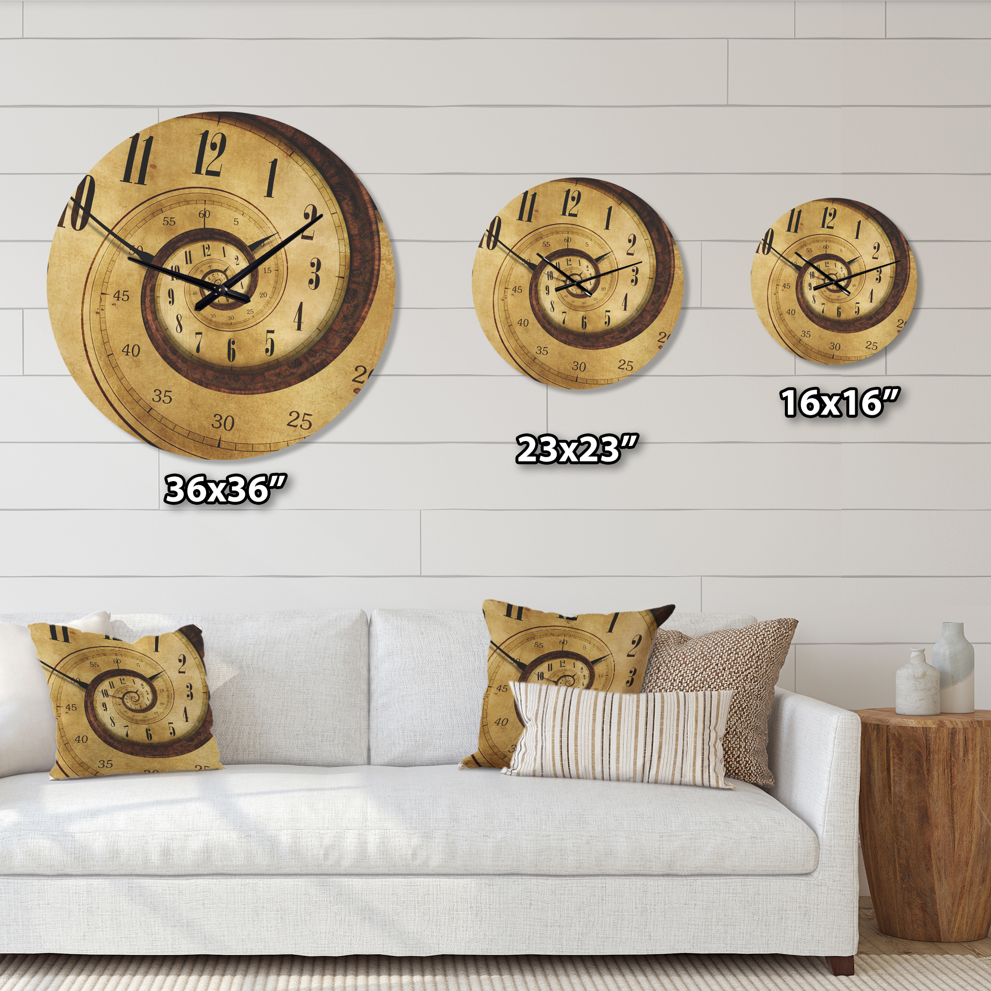 Designart 'Traditional Time Spiral' Modern Wood Wall Clock