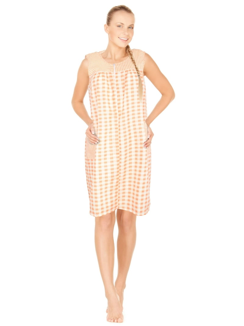JEFFRICO Women's Cotton Duster Housecoat, Zipper Front, Sleeveless  Nightgown Pajama Robe, Plus Size - Walmart.com