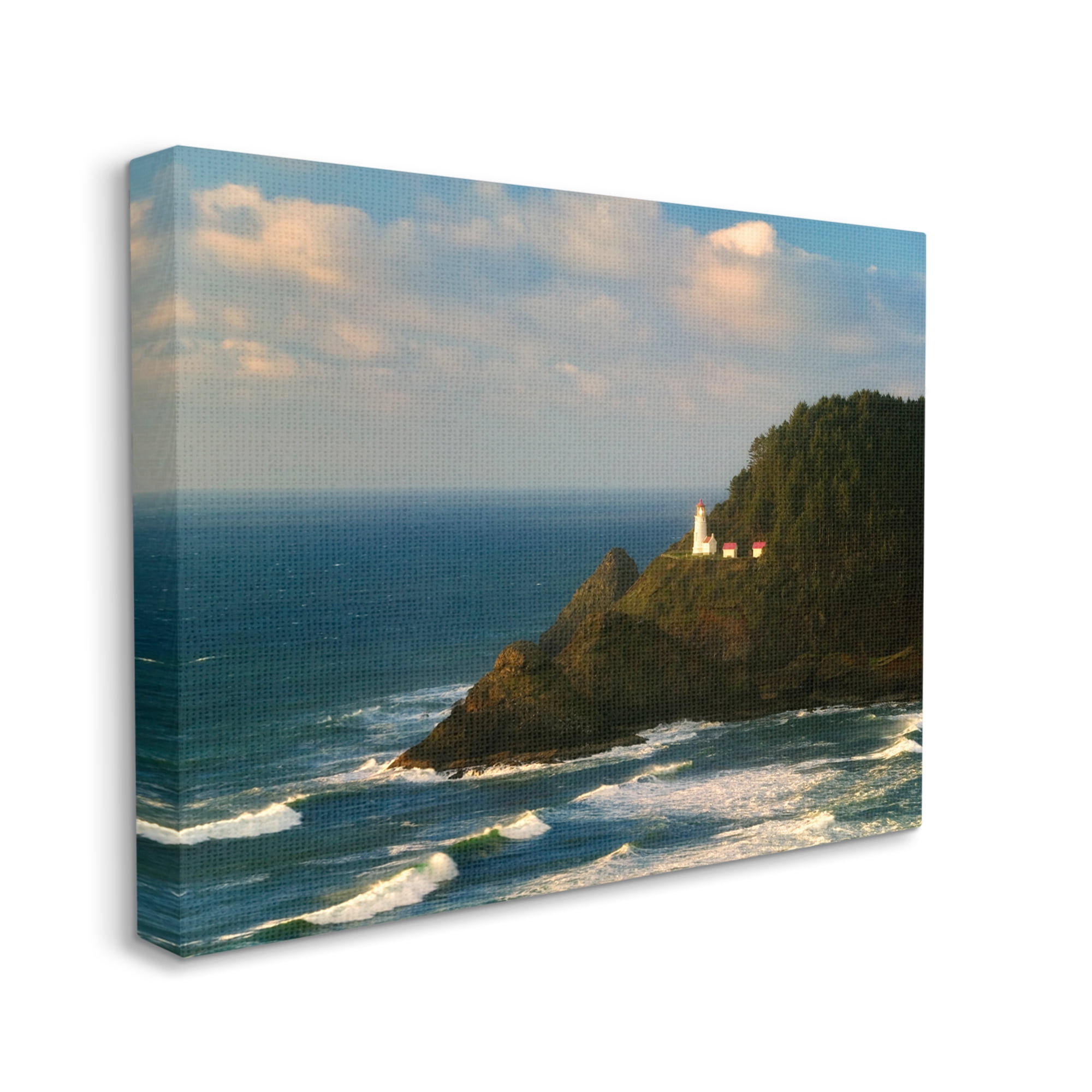 Stupell Industries Lighthouse Ocean Cliffs Nature Photography Gallery Wrapped Canvas Print Wall Art, 40 x 30