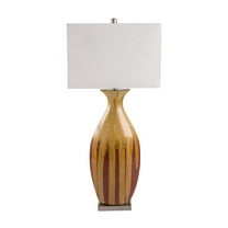 Ceramic Table Lamp - Multicolored Glazed Accent Lamp with Ivory Shade - 36" Height