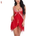 thumbnail image 1 of Camisón de perspectiva de vestido de ropa de dormir de encaje floral sexy para mujer, rojo, L Monstrate XX000215-12, 1 of 7