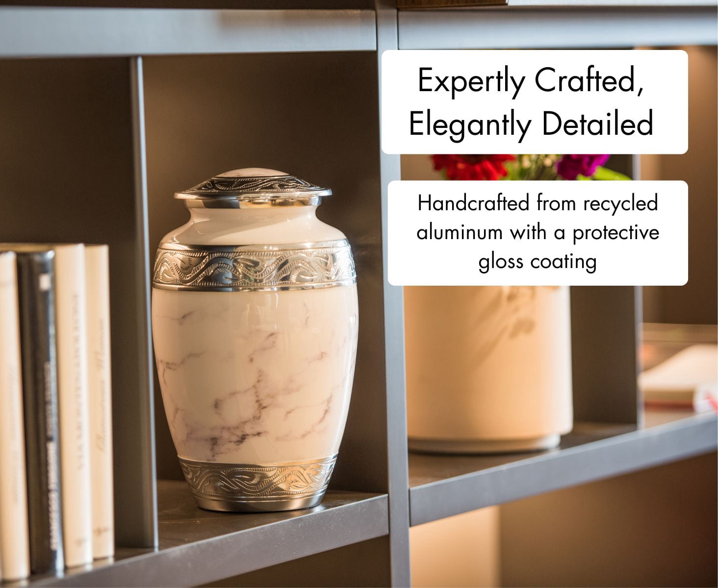 GR8 Keepsakes White Marble Cremation Urn Set with 4 Keepsake Urns for Human Ashes, Adult Size