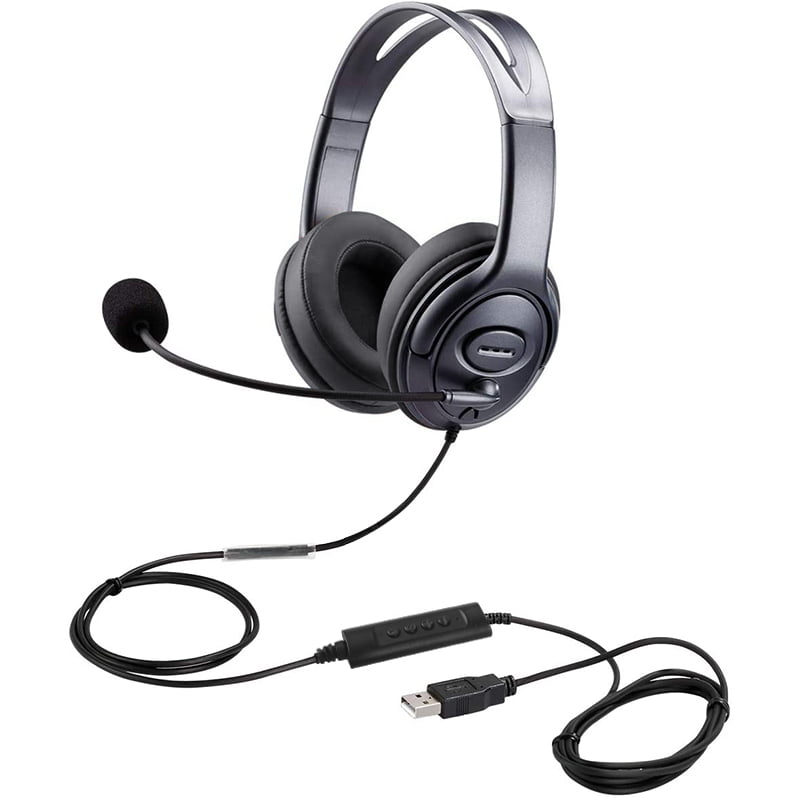 USB Headset with Microphone Noise Cancelling Computer Headset for PC Chat Call 