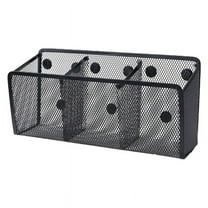 Magnetic Metal Mesh Pencil Holder, Wire Mesh Storage Basket Organizer with Strong Magnet for Refrigerator, Whiteboard, Locker Accessories, Office Supplies Organizers, 3 Slot Black