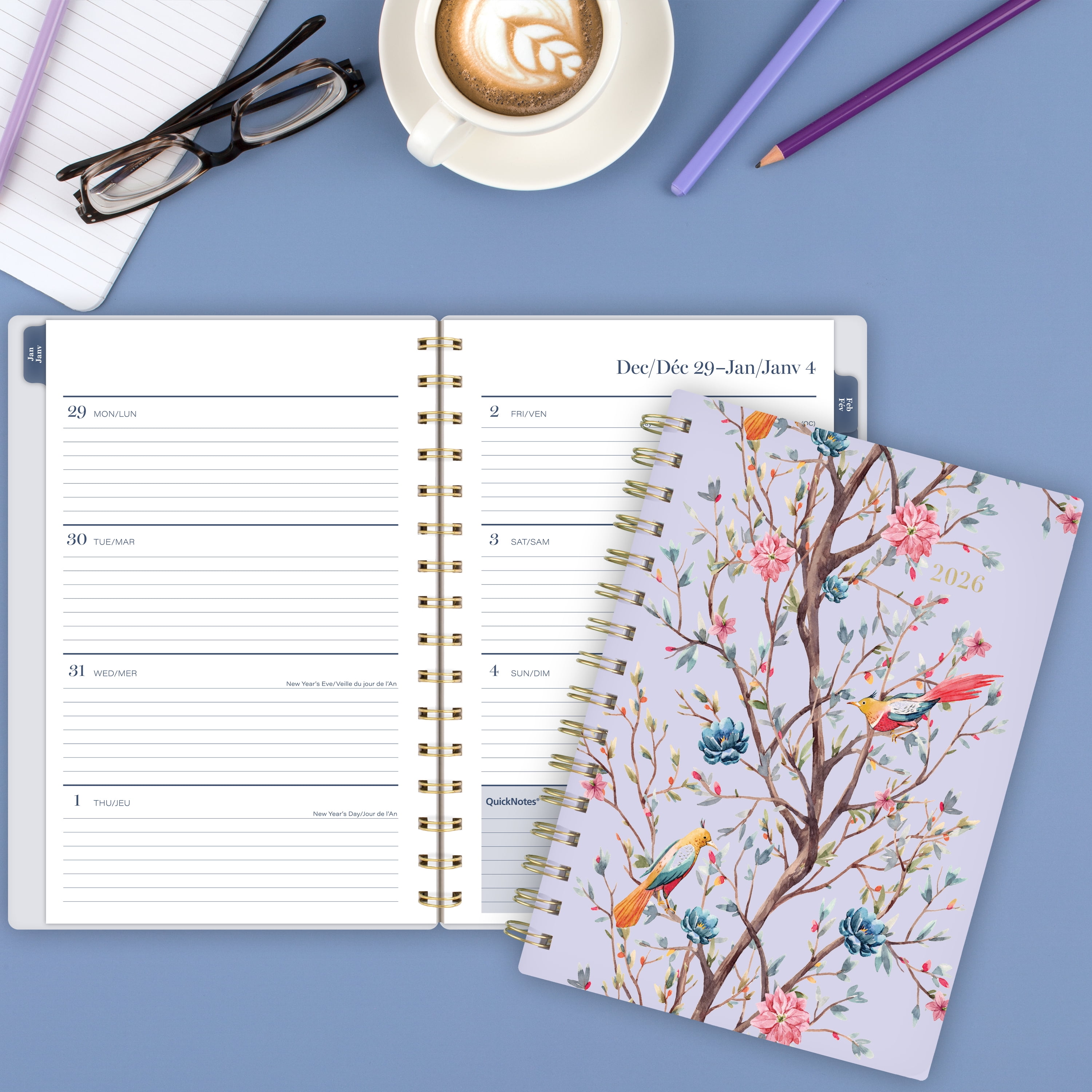Agenda hebdomadaire Cambridge® Chinoiserie Magnolia, petit format Agenda