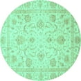 thumbnail image 1 of Ahgly Company Indoor Round Oriental Turquoise Blue Traditional Area Rugs, 6' Round, 1 of 4