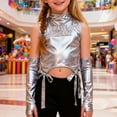 thumbnail image 2 of Gunia Girls Sequin Top Glitter Sleeveless Dance Blouse Performance Dancewear Party Sparkly Tops For Girl Silver, 2 of 4