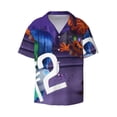 thumbnail image 2 of Lsque inside out 2 print Men's Cuban Collar Short Sleeve Shirt Summer Beachwear Casual Button Down Fashionable Vacation Leisure Shirt-Medium, 2 of 7