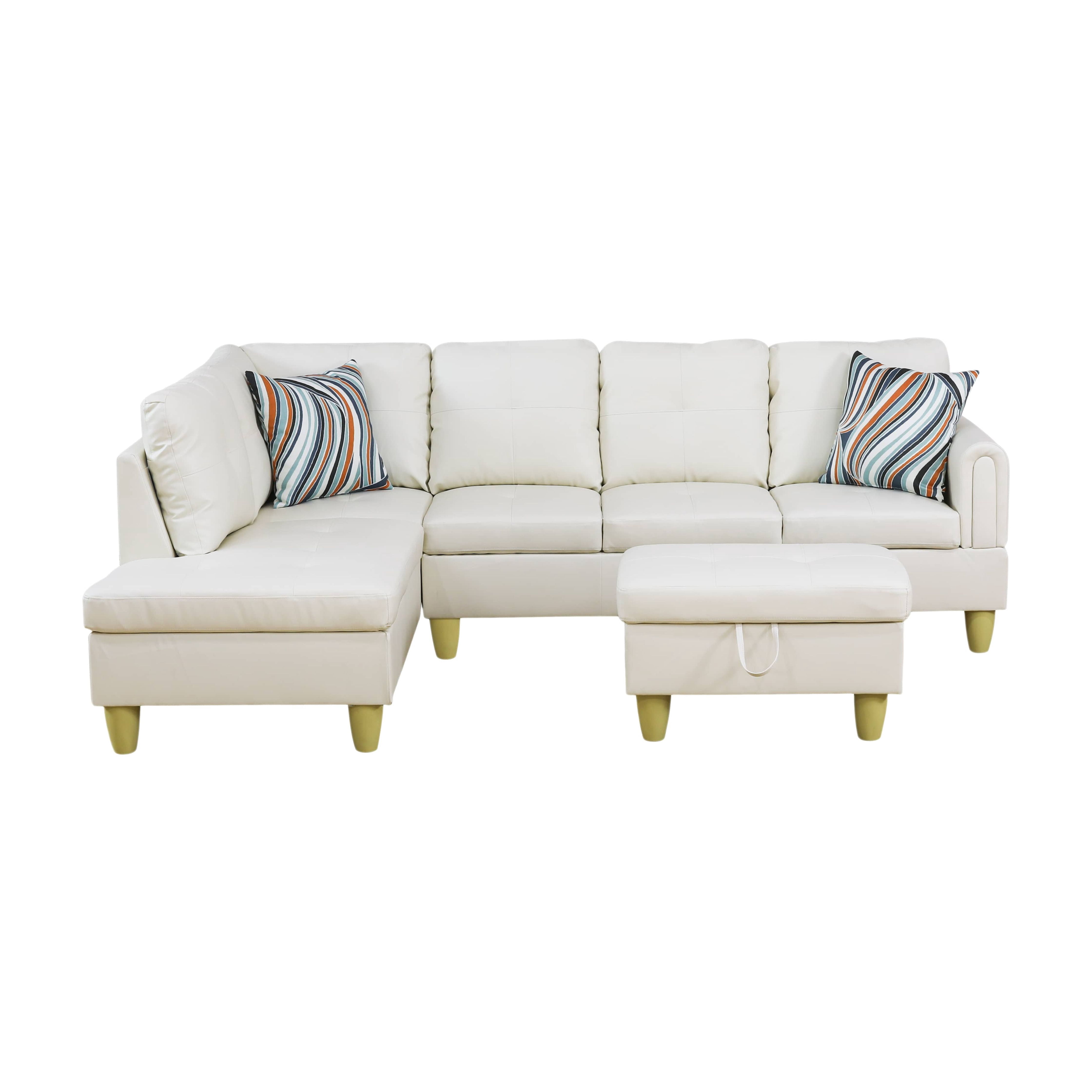 MAYEERTY White Modern 3-Piece Couch Crisp Tone Bright Fresh Living Room Ambiance