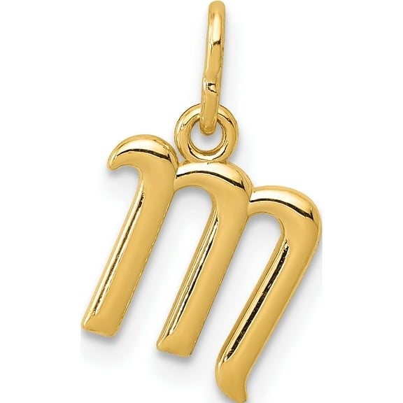 10K Yellow Gold Letter M Initial Charm - Jbsp
